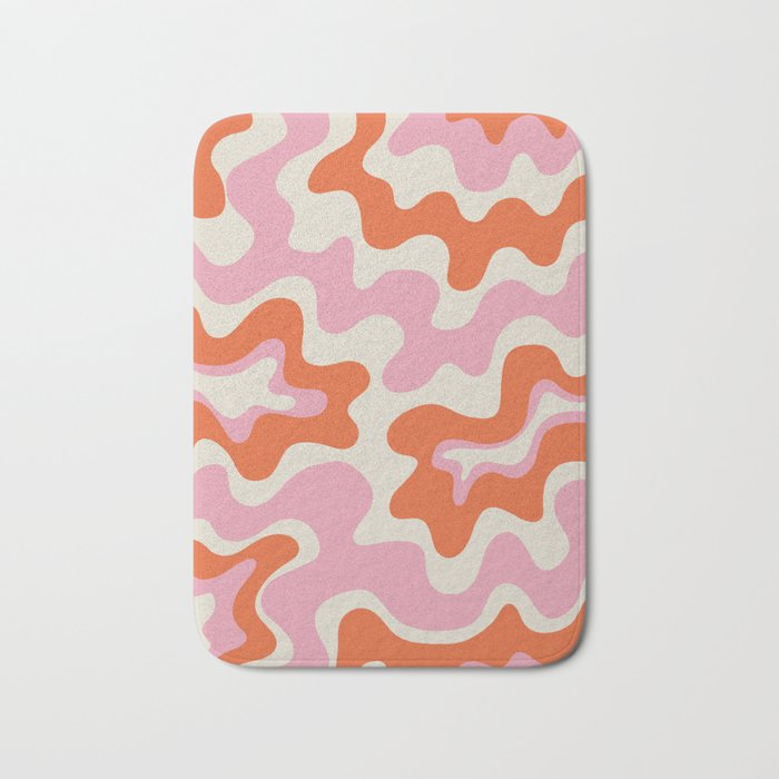 Pink and orange retro style liquid swirls Bath Mat Gallery Image 1
