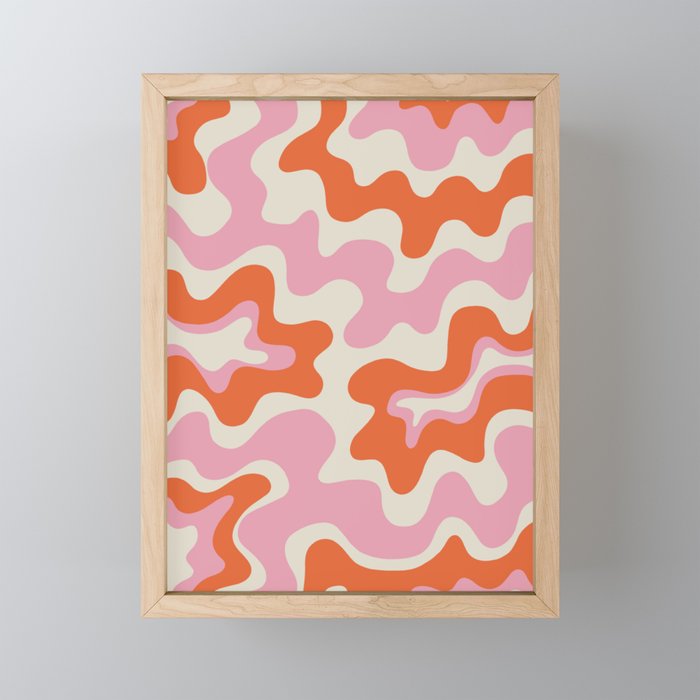 Pink and orange retro style liquid swirls Mini Art Print Gallery Image 1