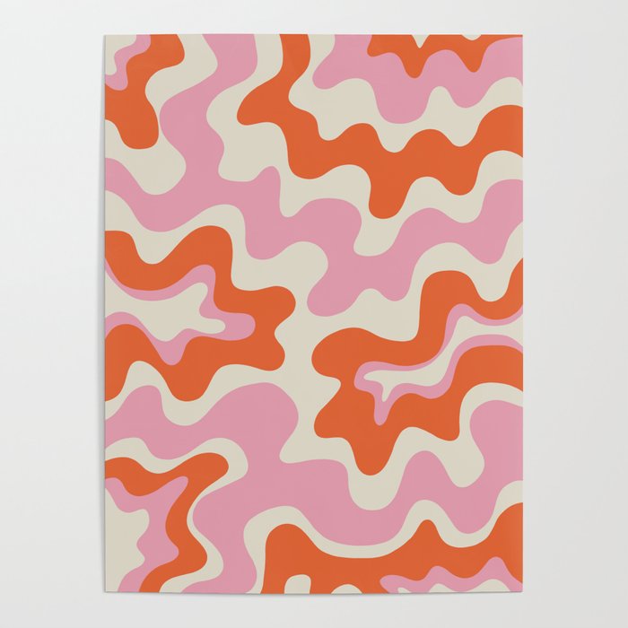 Pink and orange retro style liquid swirls Poster Gallery Image 4