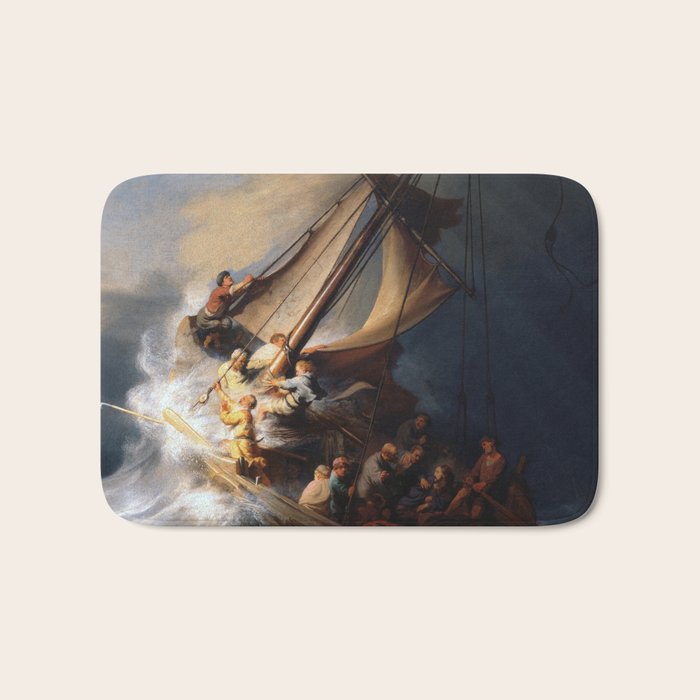Stolen Painting - The Storm on the Sea of Galilee by Rembrandt Bath Mat Gallery Image 1