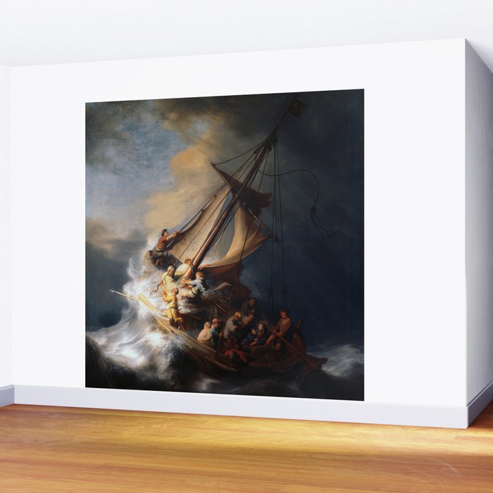 Stolen Painting - The Storm on the Sea of Galilee by Rembrandt Wall Mural Gallery Image 2