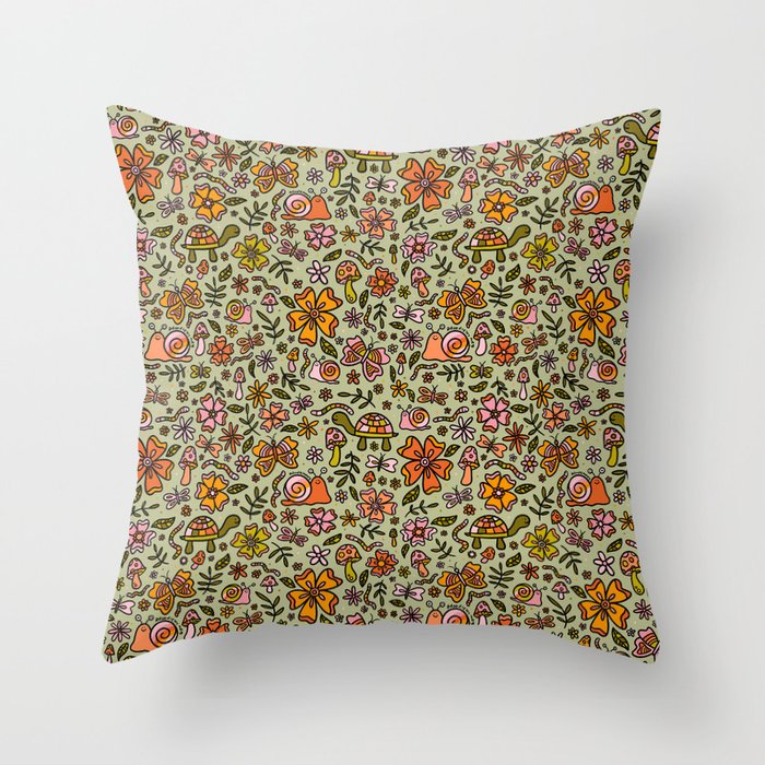 Spring Snail Print Throw Pillow Gallery Image 6