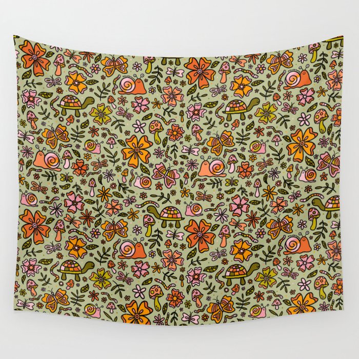 Spring Snail Print Wall Tapestry Gallery Image 4