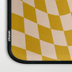 Retro Wavy Optical Illusion Checkerboard Pattern in Mustard Yellow and Cream Laptop Sleeve Gallery Image 3