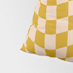Retro Wavy Optical Illusion Checkerboard Pattern in Mustard Yellow and Cream Pillow Sham Gallery Image 4