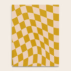 Retro Wavy Optical Illusion Checkerboard Pattern in Mustard Yellow and Cream Notebook Gallery Image 4