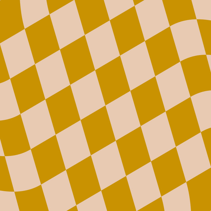 Retro Wavy Optical Illusion Checkerboard Pattern in Mustard Yellow and Cream Coffee Mug Gallery Image 2