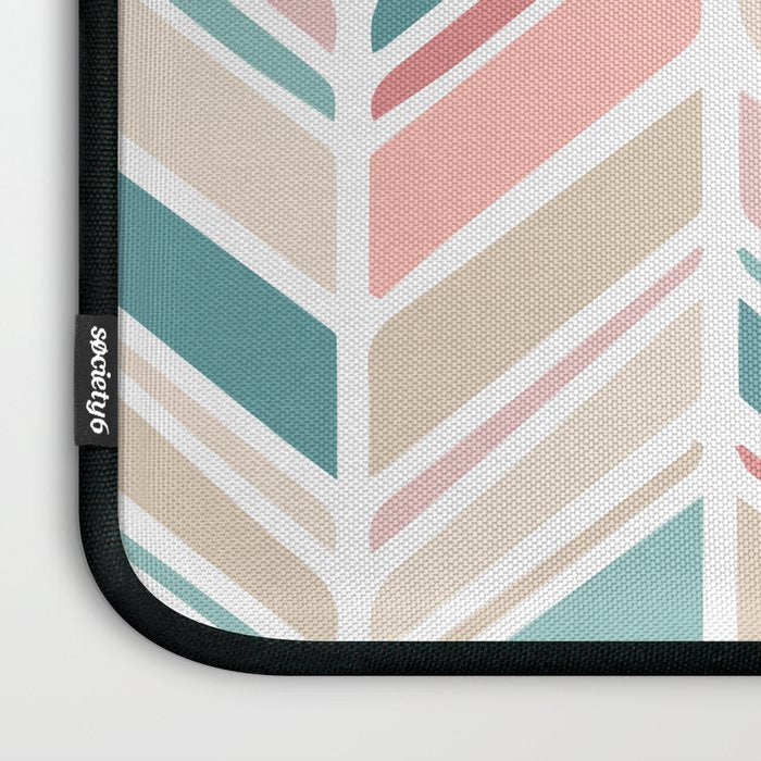 Herringbone Pattern - Cream Coral and Teal Laptop Sleeve Gallery Image 3