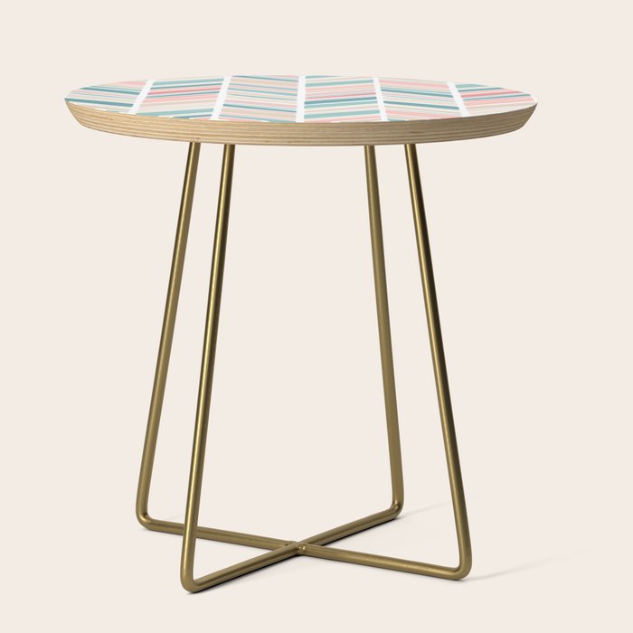 Herringbone Pattern - Cream Coral and Teal Side Table Gallery Image 1