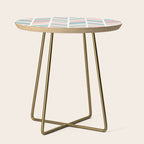 Herringbone Pattern - Cream Coral and Teal Side Table Gallery Image 1