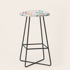 Herringbone Pattern - Cream Coral and Teal Stool Gallery Image 1