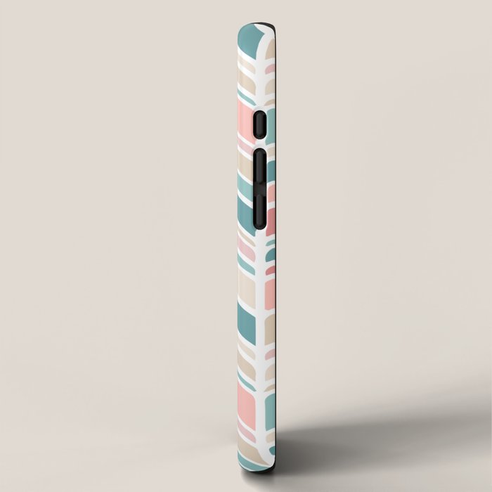 Herringbone Pattern - Cream Coral and Teal iPhone Case Gallery Image 2