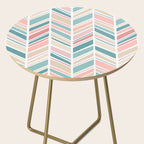 Herringbone Pattern - Cream Coral and Teal Side Table Gallery Image 2