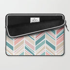Herringbone Pattern - Cream Coral and Teal Laptop Sleeve Gallery Image 2