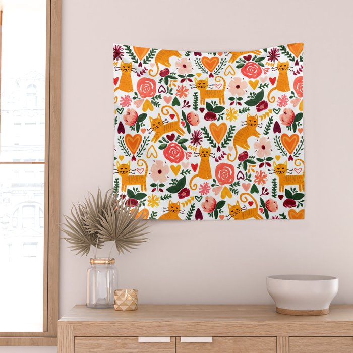 Valentine Cats Wall Tapestry Gallery Image 2