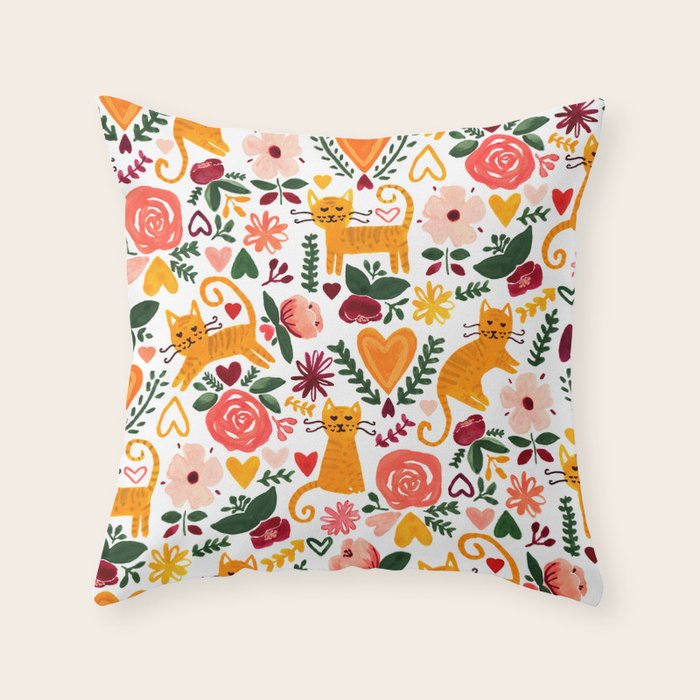 Valentine Cats Throw Pillow Gallery Image 1