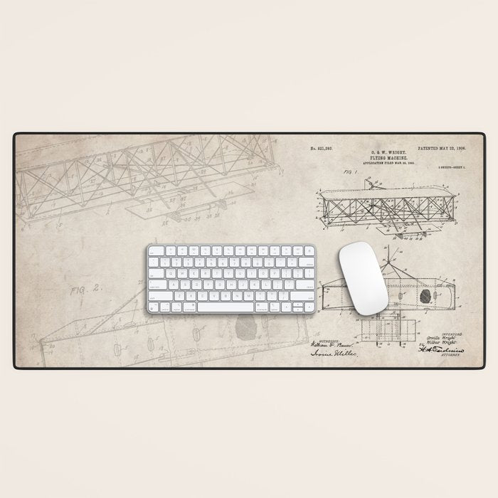 Wright Brother's Airplane Patent - Aviation History Art - Antique Desk Mat Gallery Image 1