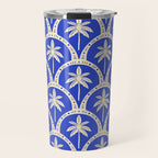 Vintage blue summer palm tree art pattern Travel Mug Gallery Image 1