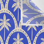 Vintage blue summer palm tree art pattern Wall Tapestry Gallery Image 3
