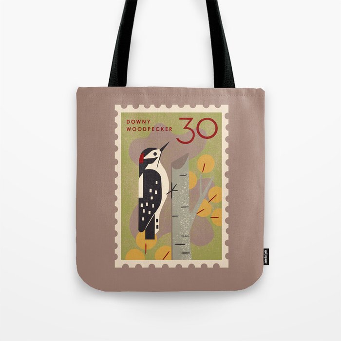 Woodpecker Postage Stamp Tote Bag Gallery Image 1