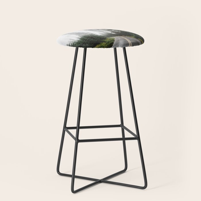 Foggy Forest Road - Pacific Northwest Travel Stool Gallery Image 1