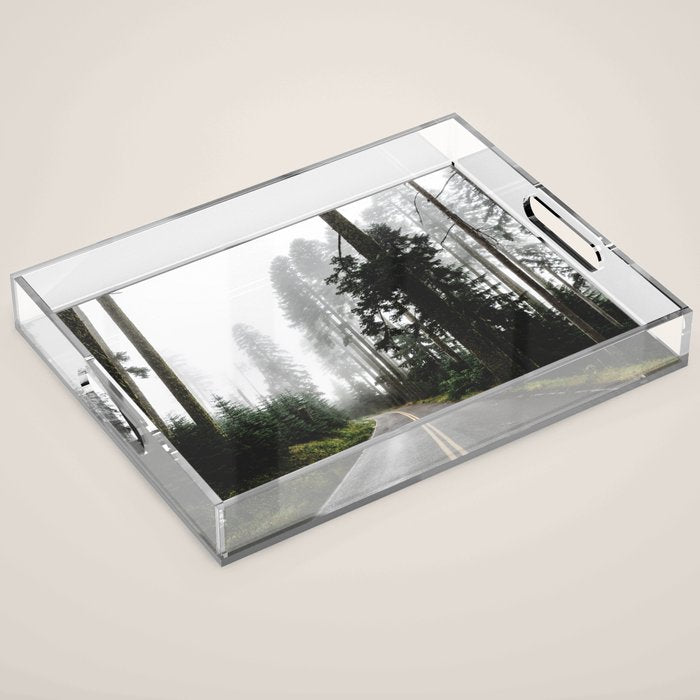 Foggy Forest Road - Pacific Northwest Travel Acrylic Tray Gallery Image 1