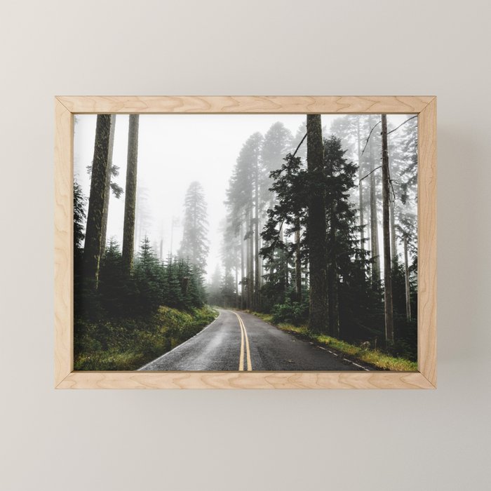 Foggy Forest Road - Pacific Northwest Travel Mini Art Print