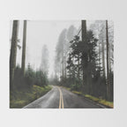 Foggy Forest Road - Pacific Northwest Travel Throw Blanket Gallery Image 2