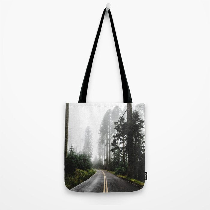 Foggy Forest Road - Pacific Northwest Travel Tote Bag Gallery Image 2
