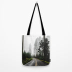 Foggy Forest Road - Pacific Northwest Travel Tote Bag Gallery Image 2