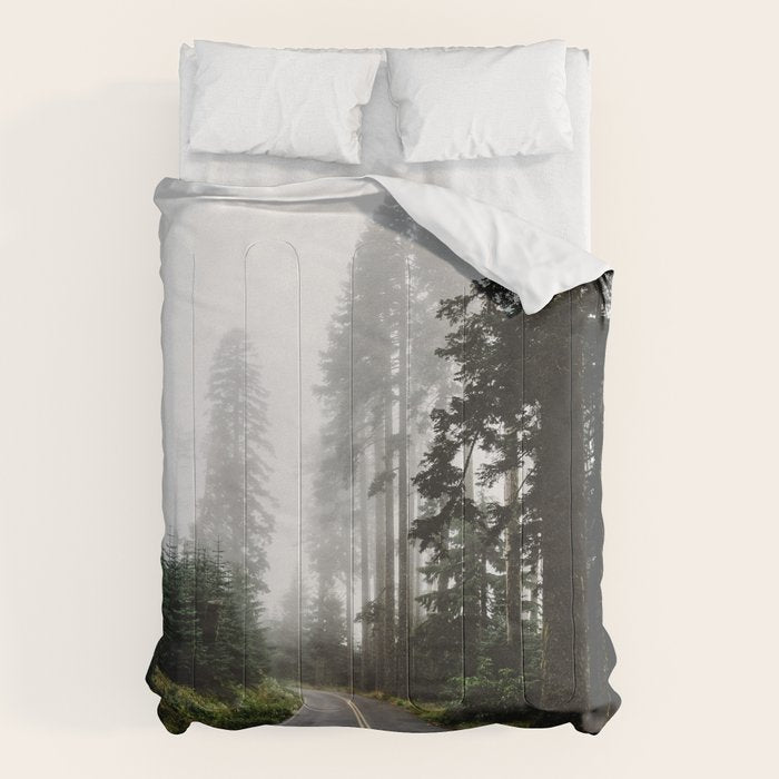 Foggy Forest Road - Pacific Northwest Travel Comforter Gallery Image 6