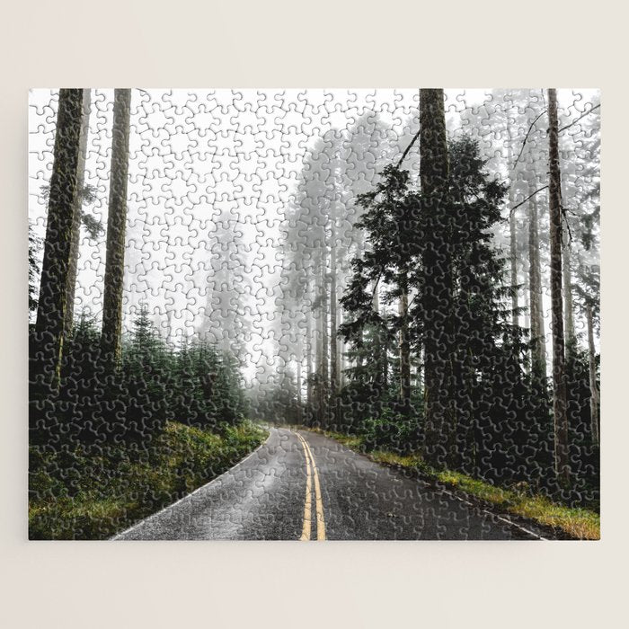 Foggy Forest Road - Pacific Northwest Travel Jigsaw Puzzle Gallery Image 1