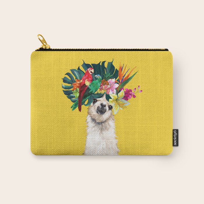 Aloha Hawaiian Llama in Yellow Carry All Pouch Gallery Image 1