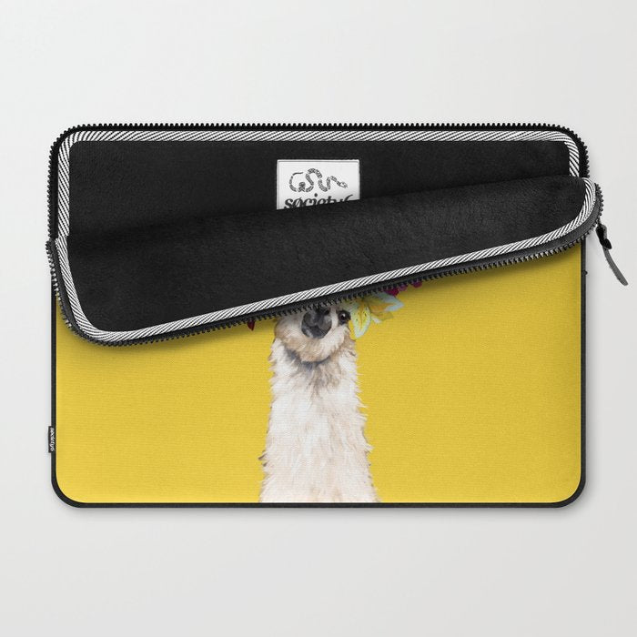 Aloha Hawaiian Llama in Yellow Laptop Sleeve Gallery Image 2