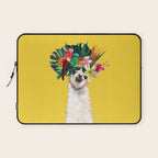 Aloha Hawaiian Llama in Yellow Laptop Sleeve Gallery Image 1
