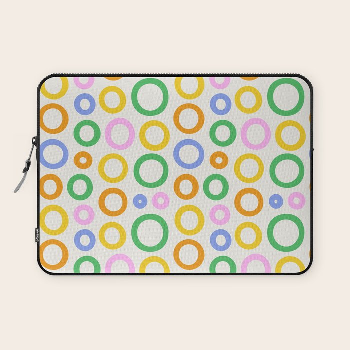 Fun colorful circle cartoon doodle pattern Laptop Sleeve Gallery Image 1