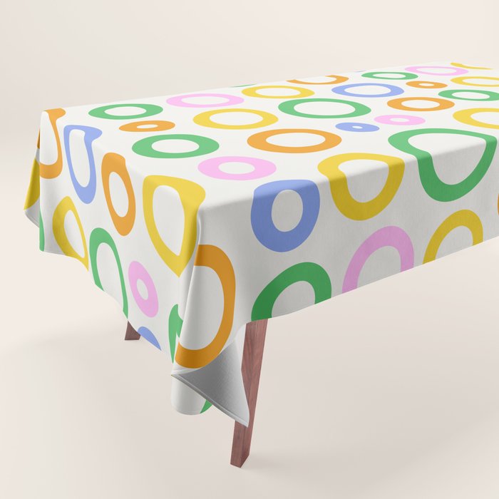 Fun colorful circle cartoon doodle pattern Tablecloth Gallery Image 1