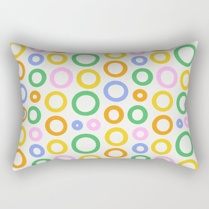 Fun colorful circle cartoon doodle pattern Rectangular Pillow Gallery Image 1