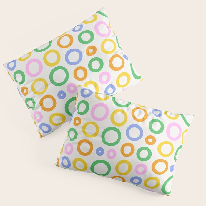 Fun colorful circle cartoon doodle pattern Pillow Sham Gallery Image 3