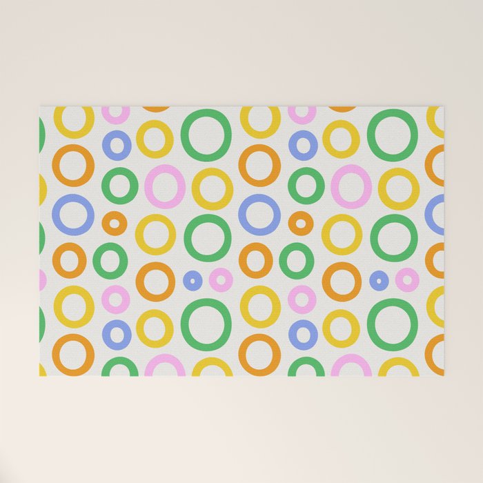Fun colorful circle cartoon doodle pattern Welcome Mat Gallery Image 1