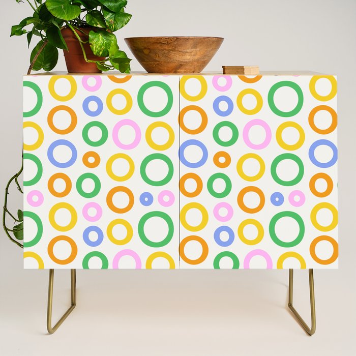 Fun colorful circle cartoon doodle pattern Credenza Gallery Image 1