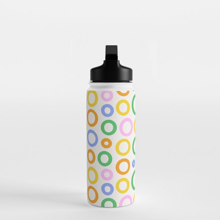 Fun colorful circle cartoon doodle pattern Water Bottle Gallery Image 3