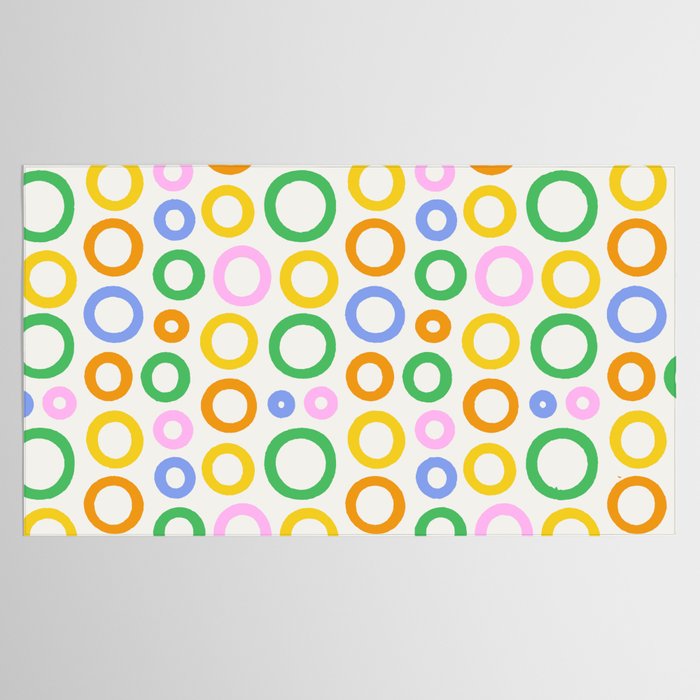 Fun colorful circle cartoon doodle pattern Tablecloth Gallery Image 2
