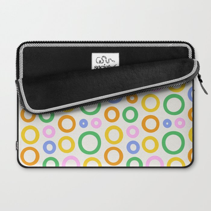 Fun colorful circle cartoon doodle pattern Laptop Sleeve Gallery Image 2