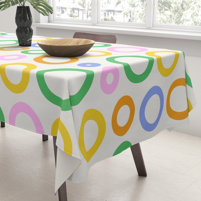 Fun colorful circle cartoon doodle pattern Tablecloth Gallery Image 3