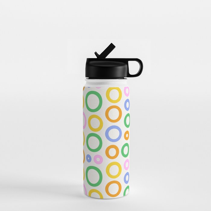 Fun colorful circle cartoon doodle pattern Water Bottle Gallery Image 1