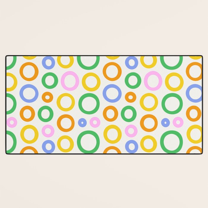 Fun colorful circle cartoon doodle pattern Desk Mat Gallery Image 3