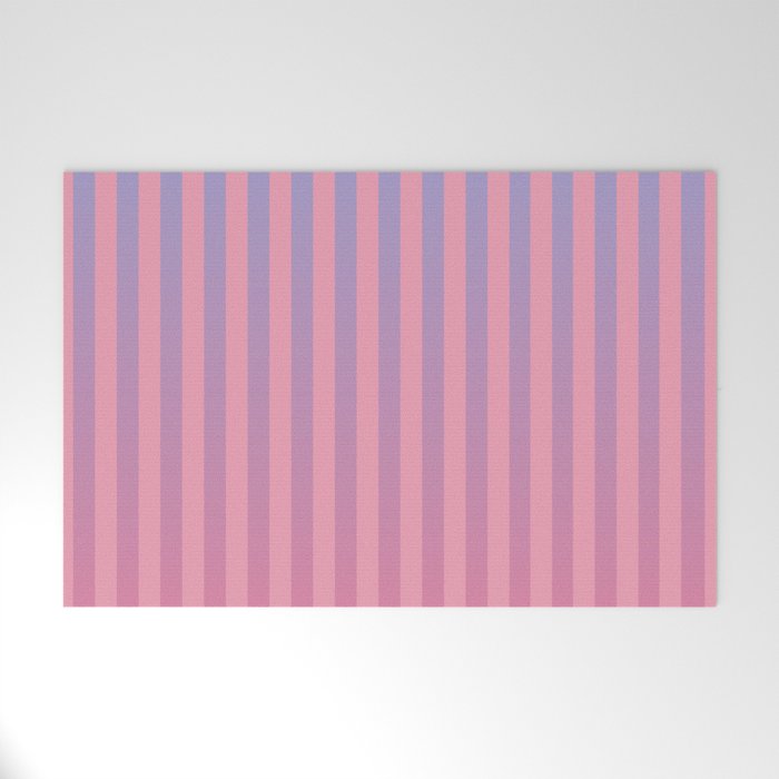 Dreamy Pink Future Stripes Gradient Ombre Pattern Welcome Mat Gallery Image 1