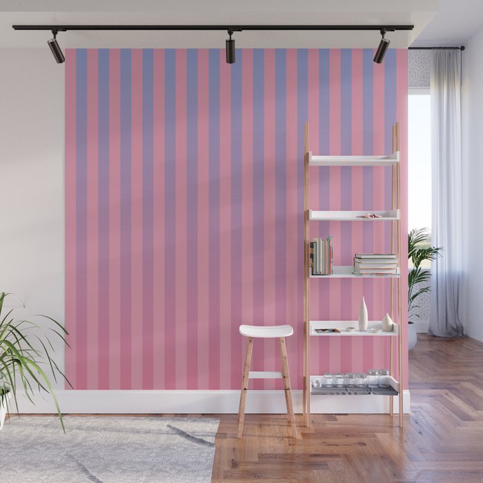 Dreamy Pink Future Stripes Gradient Ombre Pattern Wall Mural Gallery Image 1