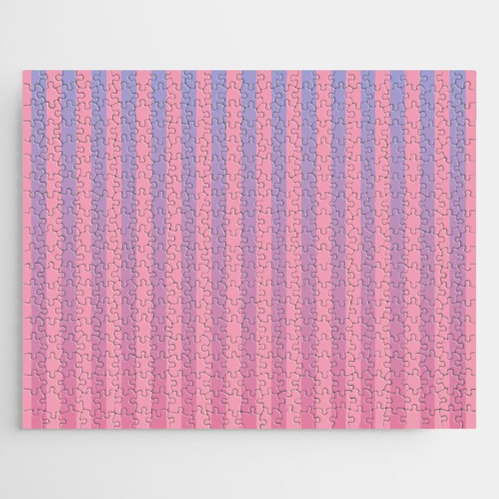 Dreamy Pink Future Stripes Gradient Ombre Pattern Jigsaw Puzzle